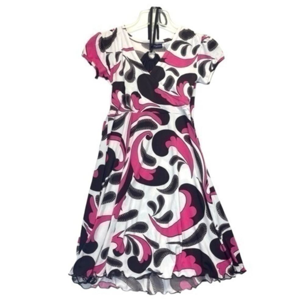 Paisley Dress pink white brown girls size 10-12